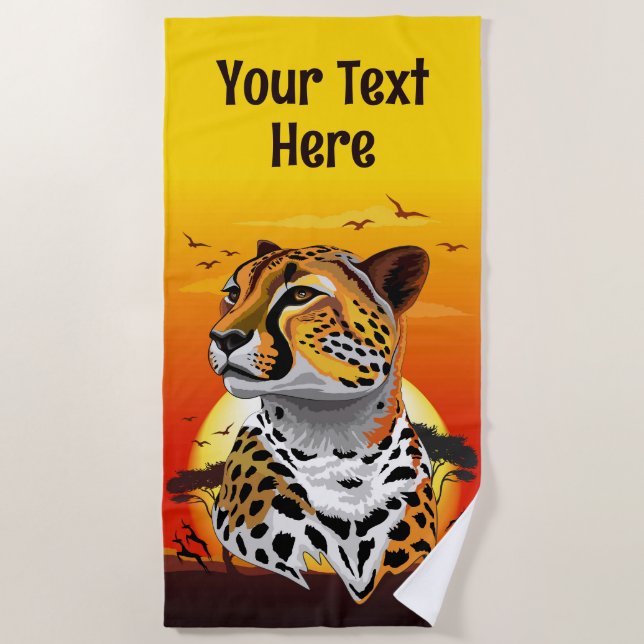 Cheetah African Feline Wild Animal Beach Towel (Front)
