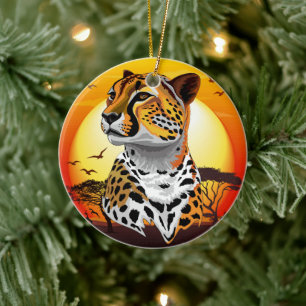 Cheetah African Feline Wild Animal Ceramic Tree Decoration