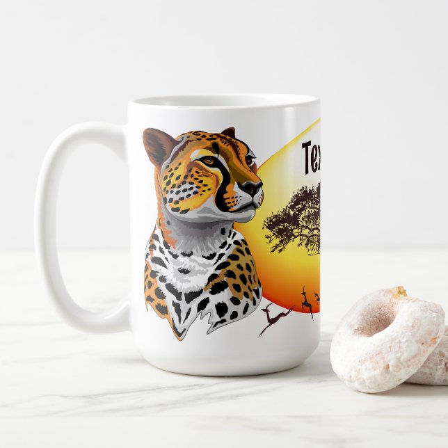 Cheetah African Feline Wild Animal Coffee Mug (With Donut)