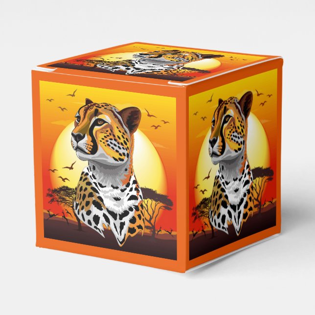Cheetah African Feline Wild Animal Favour Box (Front Side)