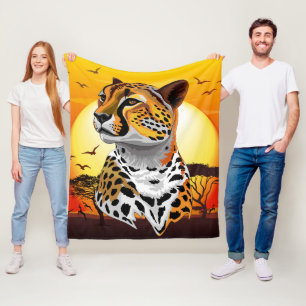 Cheetah African Feline Wild Animal Fleece Blanket