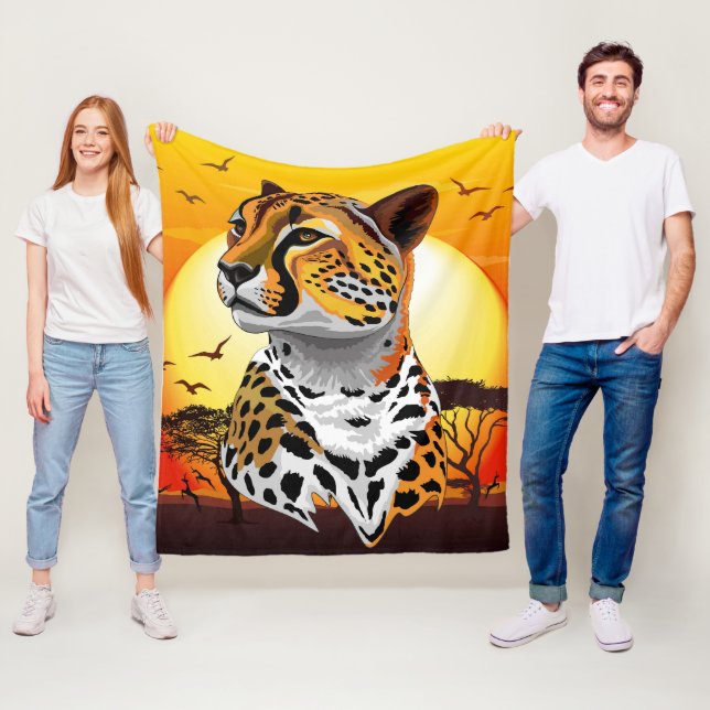 Cheetah African Feline Wild Animal Fleece Blanket (In Situ)