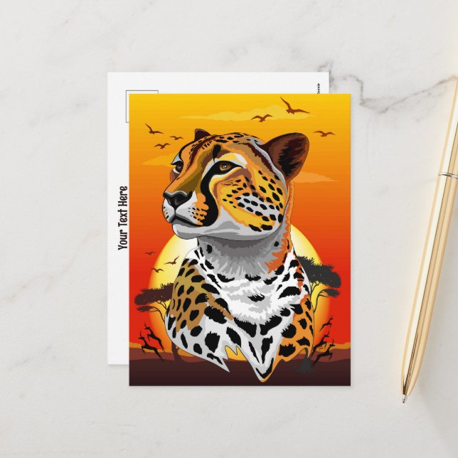 Cheetah African Feline Wild Animal Holiday Postcard (Front/Back In Situ)