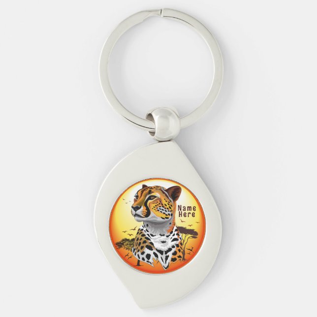 Cheetah African Feline Wild Animal Key Ring (Front)