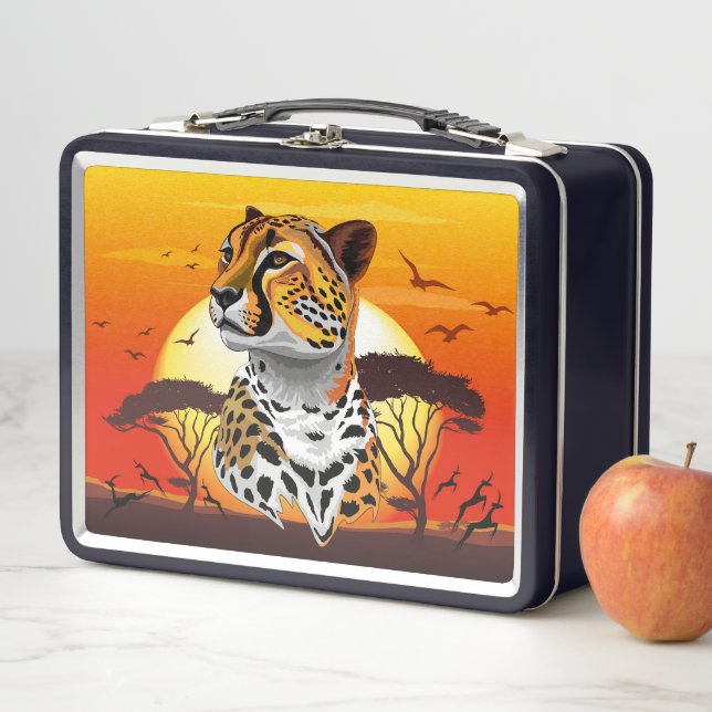 Cheetah African Feline Wild Animal Metal Lunch Box (In Situ)