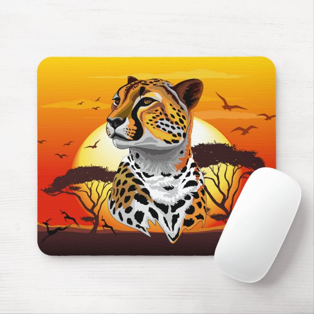Cheetah African Feline Wild Animal Mouse Mat (With Mouse)