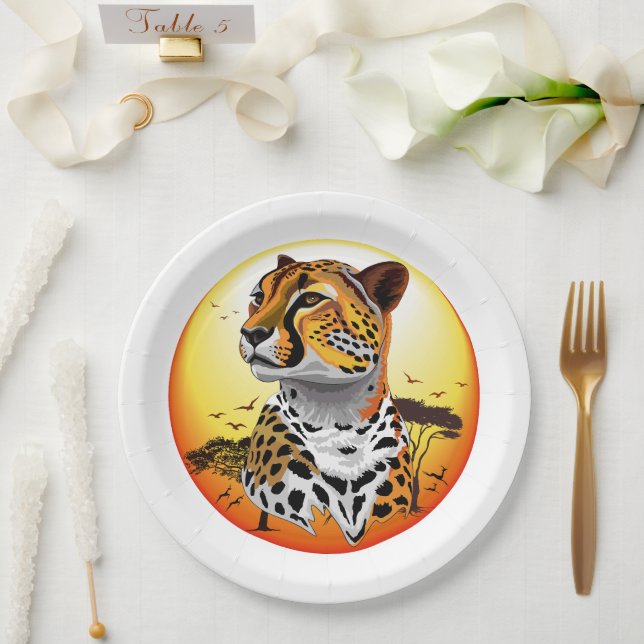 Cheetah African Feline Wild Animal Paper Plate (Wedding)