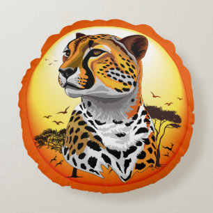 Cheetah African Feline Wild Animal Round Cushion