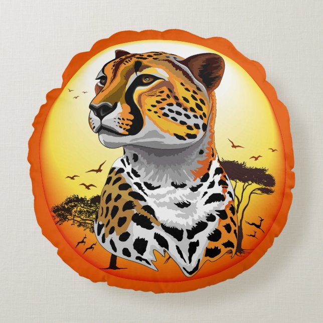 Cheetah African Feline Wild Animal Round Cushion (Front)