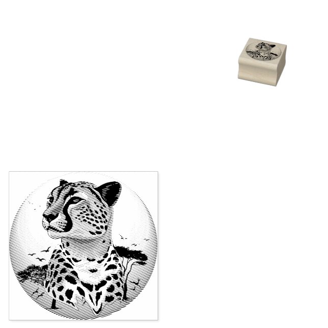 Cheetah African Feline Wild Animal Rubber Stamp (Stamped)