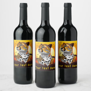 Cheetah African Feline Wild Animal Square Business Wine Label
