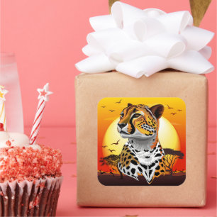 Cheetah African Feline Wild Animal Square Sticker