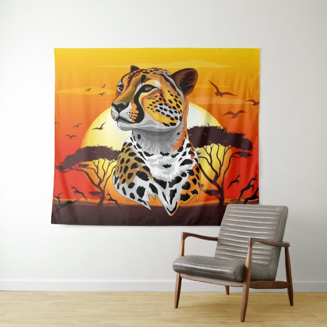 Cheetah African Feline Wild Animal Tapestry (In Situ (Horizontal))