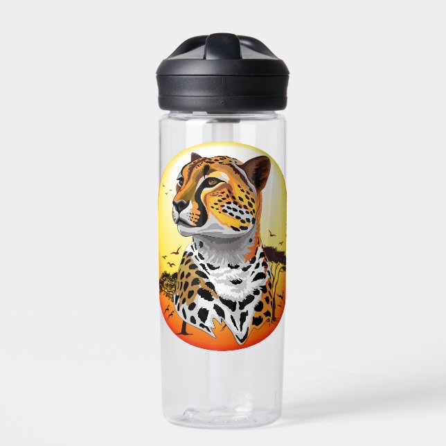 Cheetah African Feline Wild Animal Water Bottle (Front)