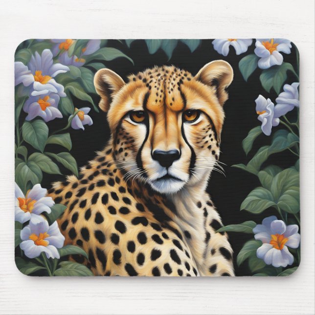 Cheetah and flowers mouse mat (Front)