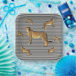 Cheetah And Stripe Pattern Paper Plate