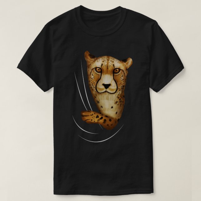Cheetah Animal Coming From Inside T-Shirt (Design Front)