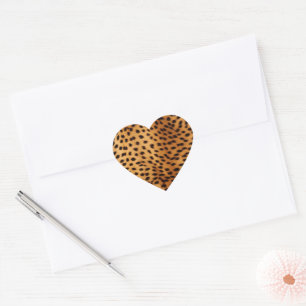 Cheetah Animal Fur Heart Sticker