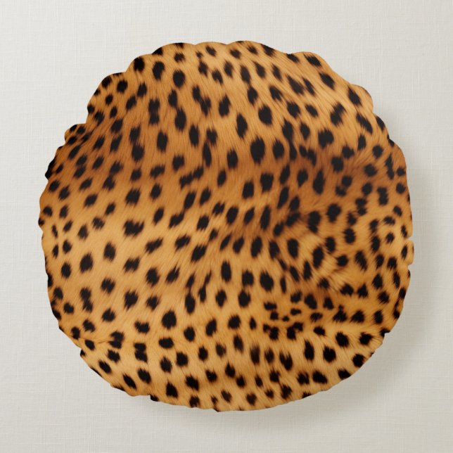 Cheetah Animal Fur Round Cushion (Front)