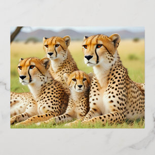 Cheetah Animal Nature Wildlife Affection Caring Foil Holiday Postcard