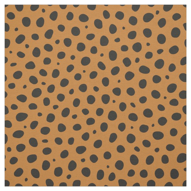 Cheetah Animal Pattern Black Orange Polka Dots Fabric (Swatch)