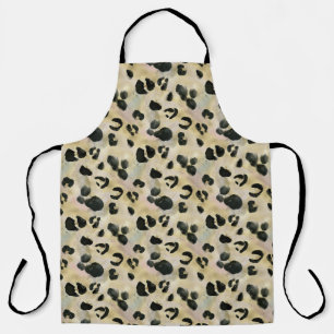 Cheetah Animal Print Black, Gold  Apron