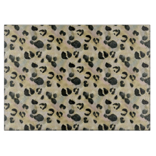 Cheetah Animal Print Black, Gold  Cutting Board