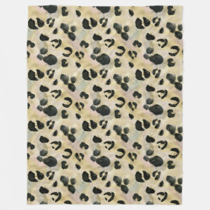 Cheetah Animal Print Black, Gold Fleece Blanket