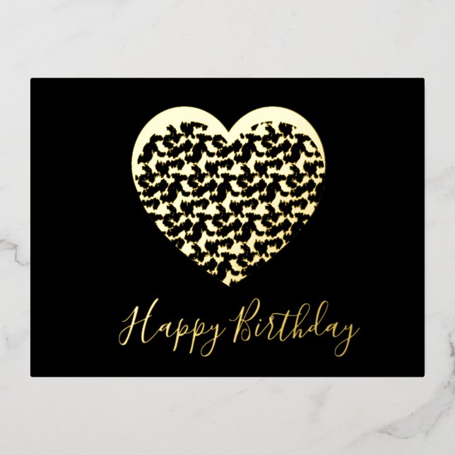 Cheetah Animal Print Heart Happy Birthday  Foil Holiday Postcard (Front)