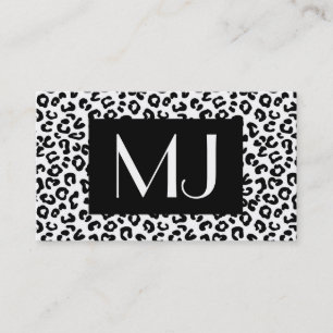 Cheetah Animal Print in Black and White Business C Card