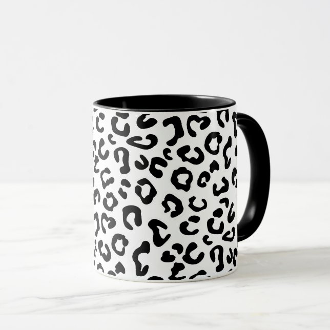 Cheetah Animal Print in Black and White Mug (Front Right)