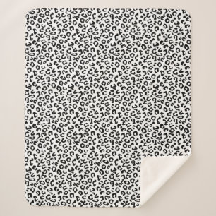 Cheetah Animal Print in Black and White Sherpa Blanket