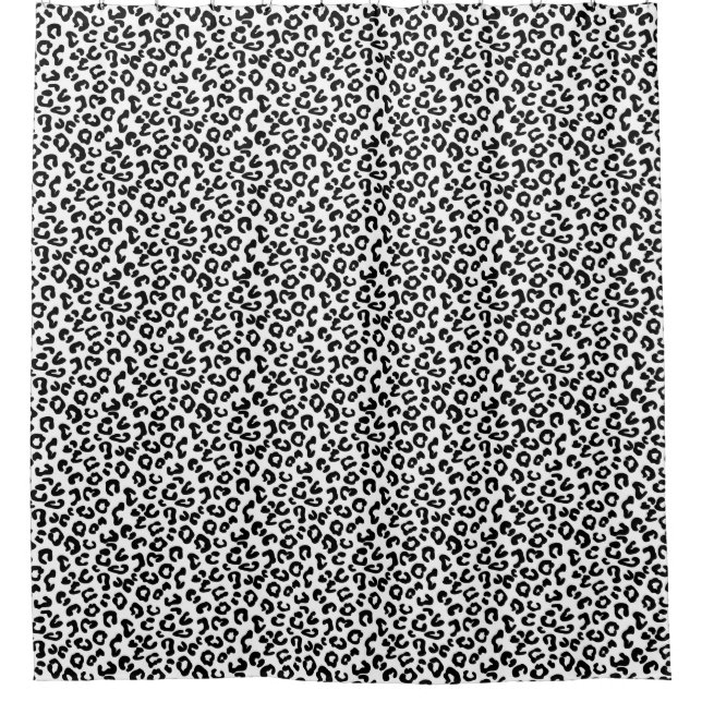Cheetah Animal Print in Black and White Shower Curtain (Front)