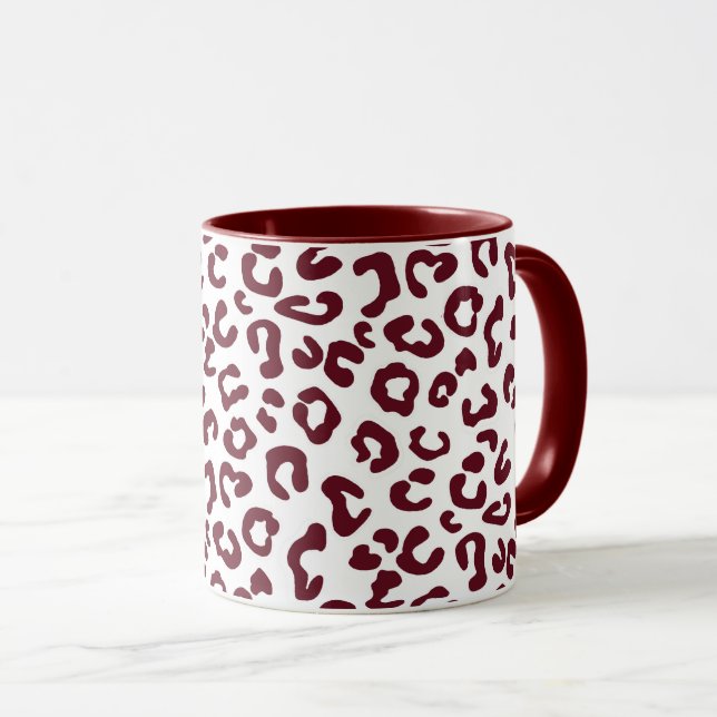 Cheetah Animal Print in Maroon and White Mug (Front Right)