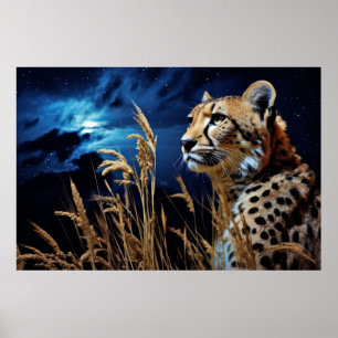 Cheetah Animal Wildlife Wilderness Colourful Art Poster