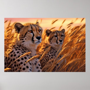 Cheetah Animal Wildlife Wilderness Colourful Art Poster