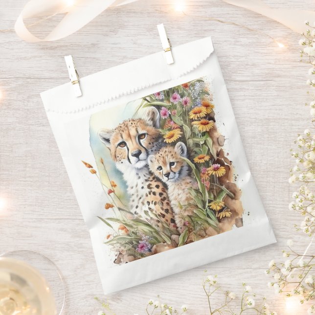 Cheetah Baby and Mum Favour Bags (Clipped)