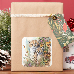 Cheetah Baby and Mum Sticker