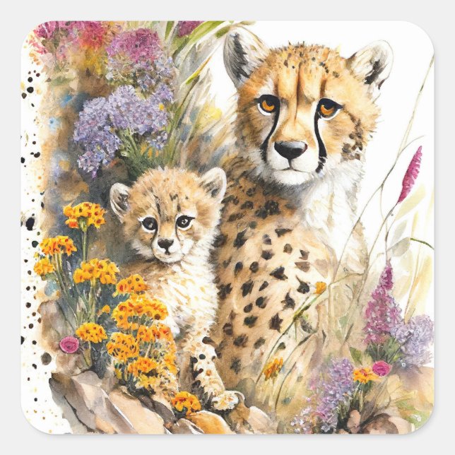 Cheetah Baby and Mum Sticker (Front)