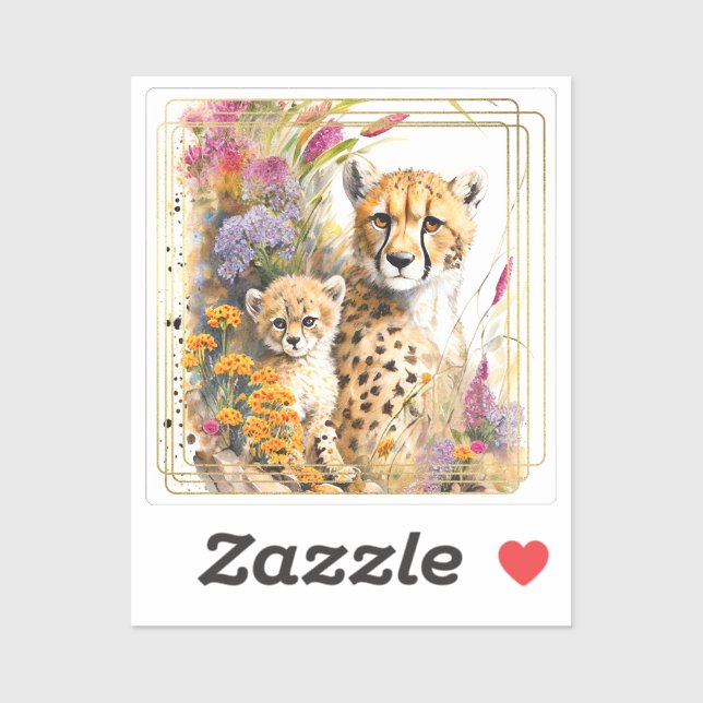 Cheetah Baby and Mum Sticker (Sheet)
