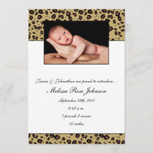 Cheetah Baby Birth Announcement
