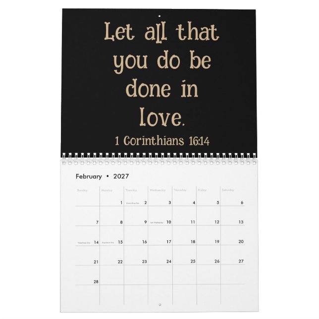 Cheetah Bible Verse Yearly Calendar (Feb 2027)