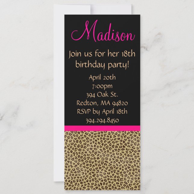 Cheetah Birthday Invitation (Front)