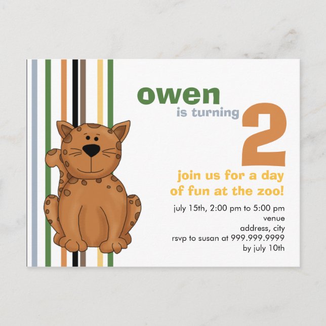 Cheetah • Birthday Invitation Postcard (Front)