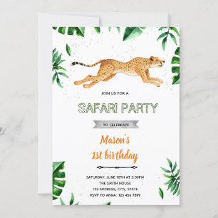 Cheetah birthday theme invitation