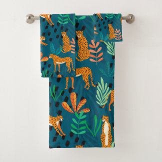 Cheetah Blue Jungle Bath Towel Set