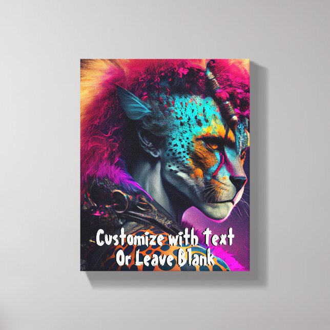 Cheetah Blue Pink Weirdcore Rainbow Punk Mohawk Canvas Print (Front)