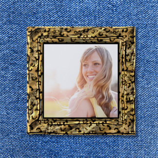 Cheetah Border Photo 15 Cm Square Badge