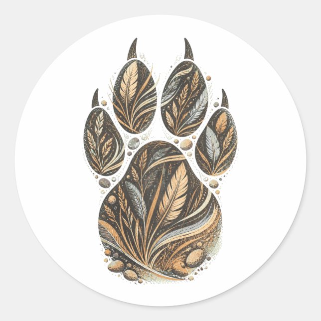 Cheetah Botanical Footprint Nature Sticker (Front)