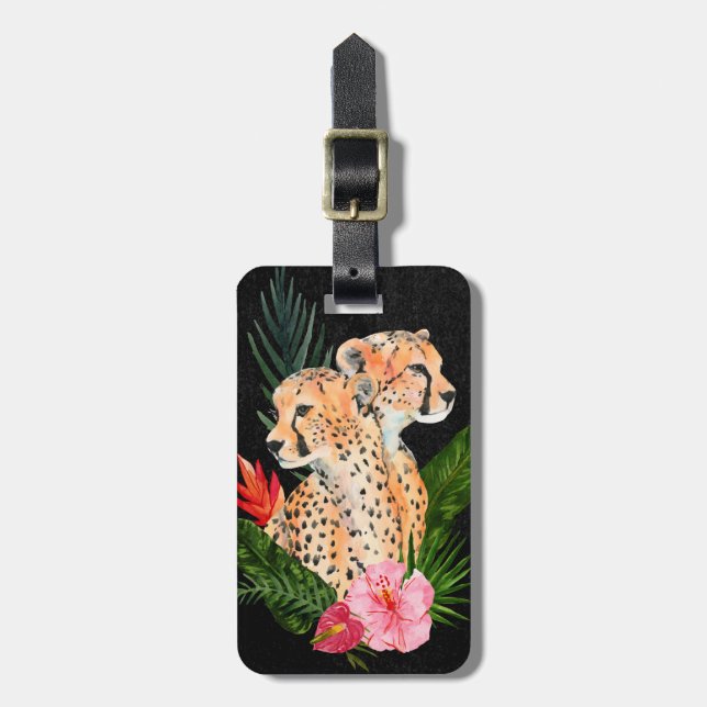 Cheetah Bouquet Luggage Tag (Front Vertical)